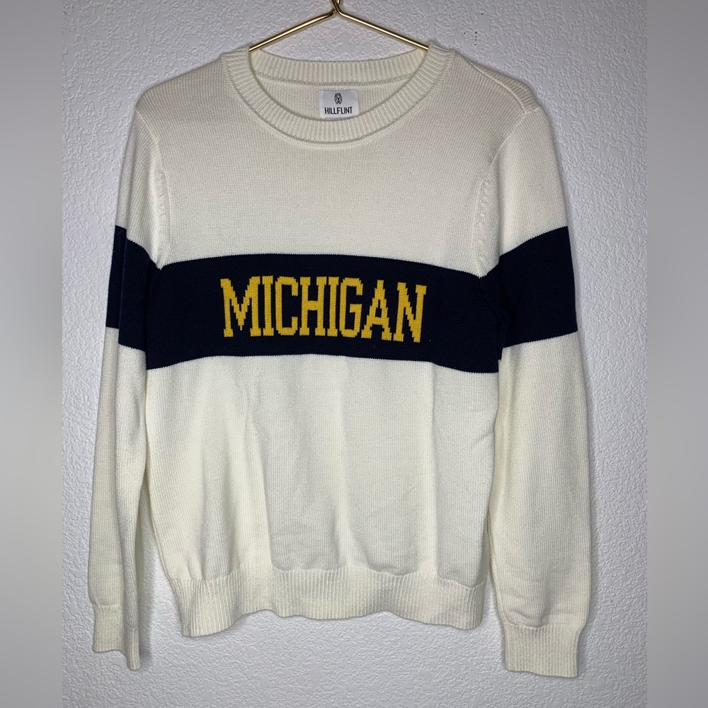 Hilfint Cream NWT Retro Michigan Wolverines Crewneck Sweater